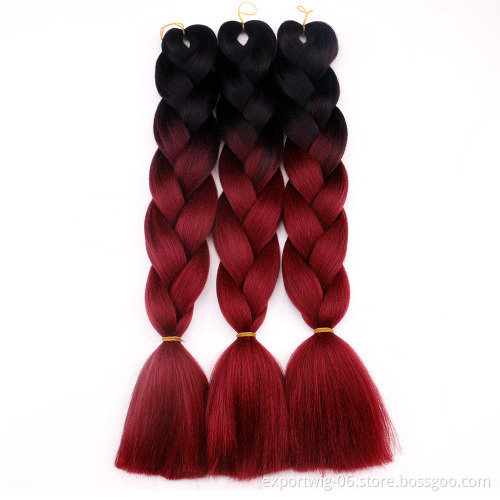Wholesale Ombre Jumbo Braiding Hair Extension 24inches 100g Yaki Synthetic Fiber Mixed Color African Braids Hair Attachment